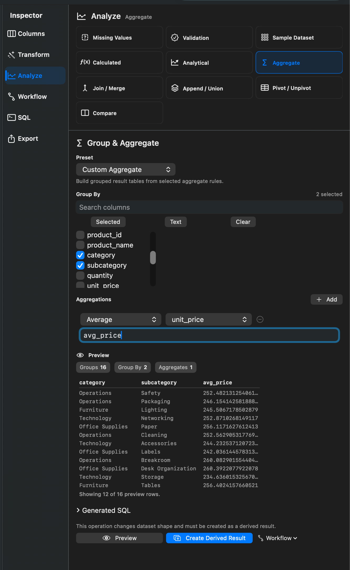 Rowpath Group & Aggregate screenshot.