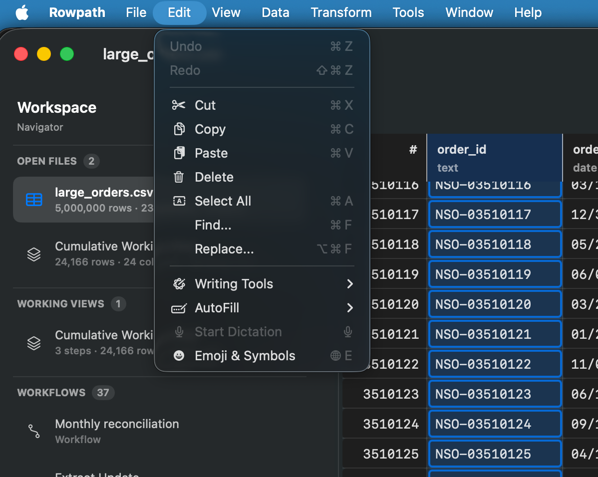Rowpath Keyboard Shortcuts screenshot.