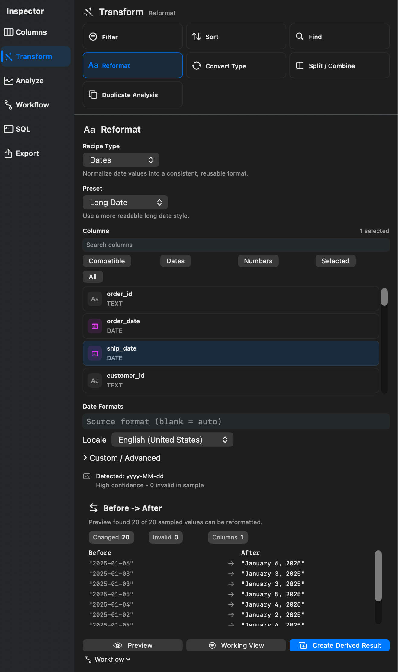 Rowpath Reformat screenshot.