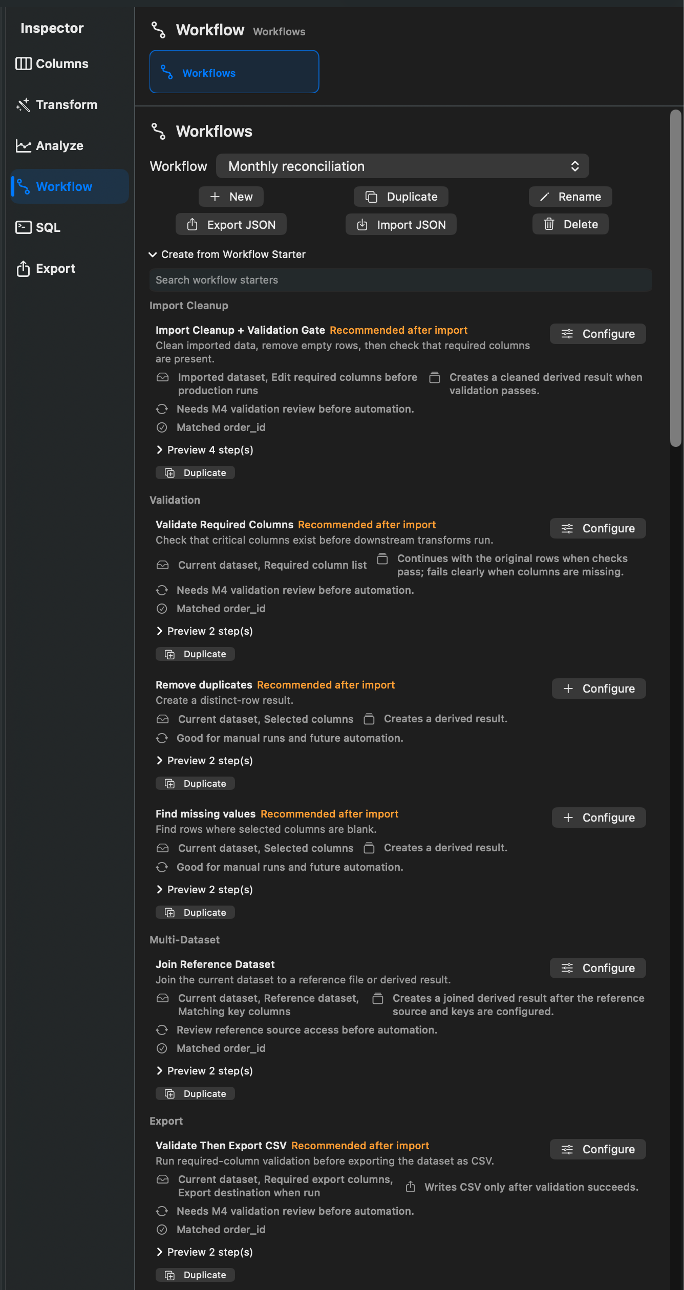 Rowpath Workflow Starters screenshot.