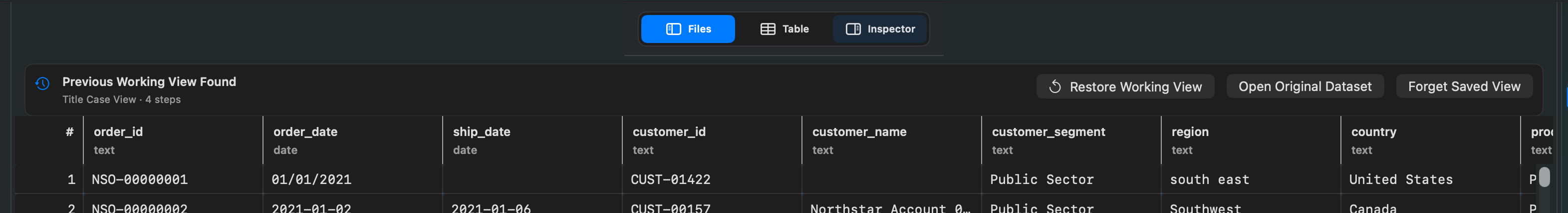 Rowpath Working View Restore screenshot.